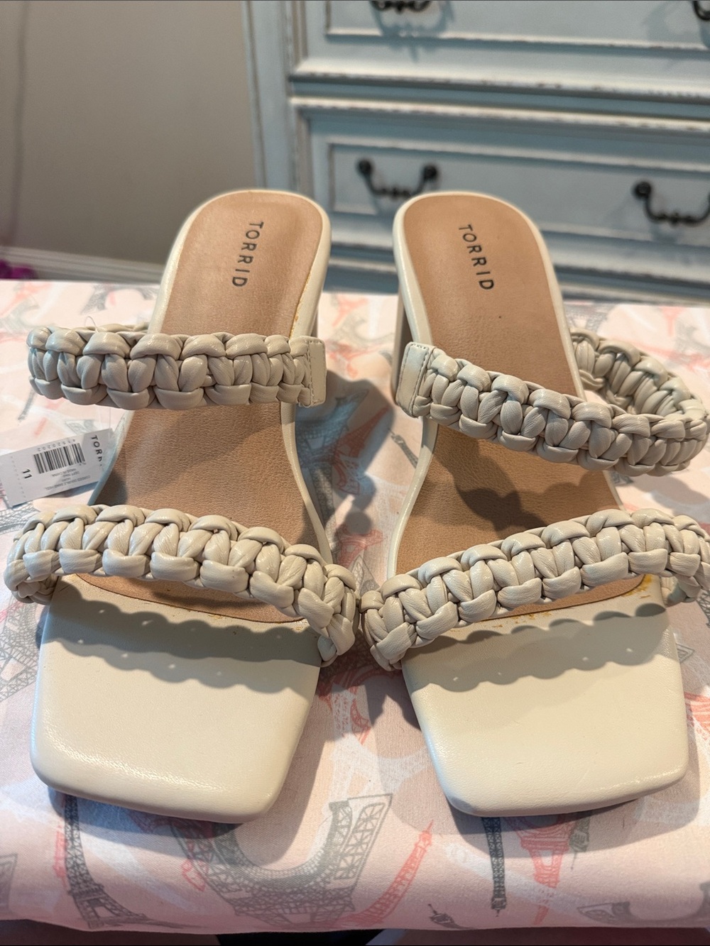 torrid Cream Braided Double-Strap Slide Mules